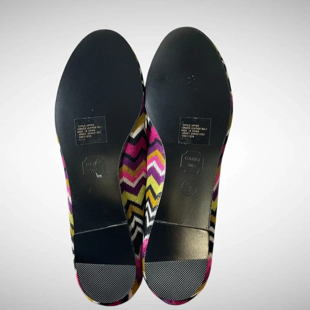Missoni‎ For Target Pink Black Chevron Zig Zag Striped Ballet Flats Sz 9 NEW!